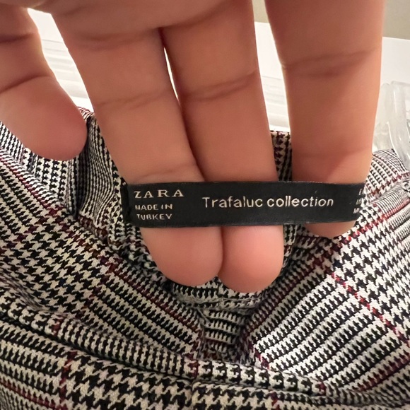 Zara Glen Plaid Trousers with Burgundy Side Stripe - Picture 5 of 7